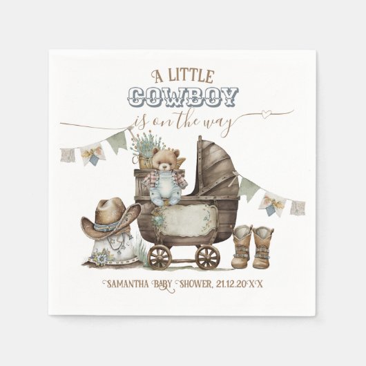 ボホカントリー素朴ワイルドウエストボーイシャワー スタンダードカクテルナプキン (正面)