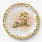 ボホカントリー素朴ワイルドウエストロデオ赤ちゃんシャワー ペーパープレート (正面)