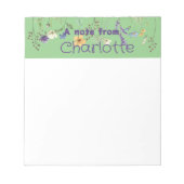 ボホカントリー野草水色緑メモ帳 ノートパッド (正面)