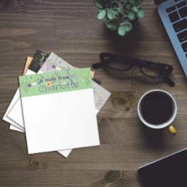 ボホカントリー野草水色緑メモ帳 ノートパッド