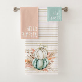 ボホカンプキンパンパスグラスカントリーフランスのストライプ バスタオルセット