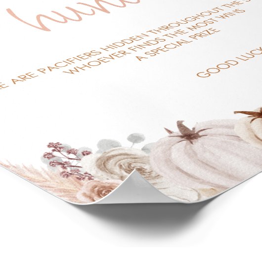 ボホカンプキンベビシャワーパシファイヤー狩りサイン ポスター (角)