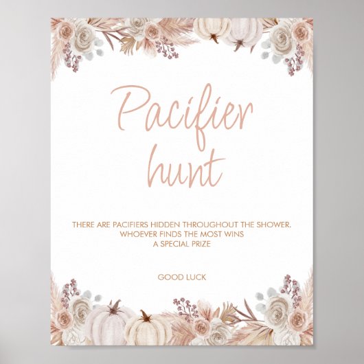 ボホカンプキンベビシャワーパシファイヤー狩りサイン ポスター (正面)