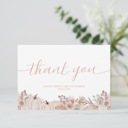 ボホカンプキンベビーシャワーサンキューカード エンクロージャーカード (スタンド正面)