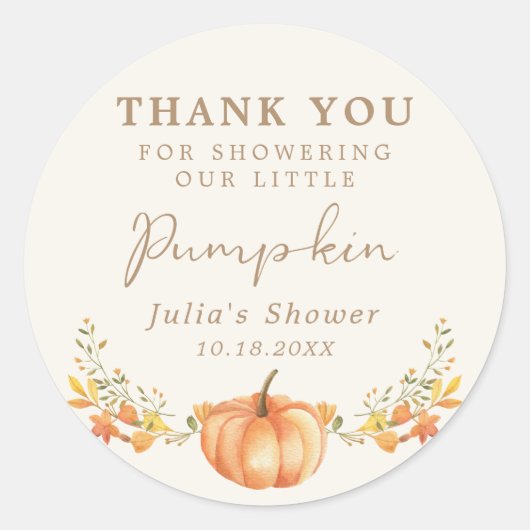 ボホカンプキン秋の葉ありがとう ラウンドシール (正面)