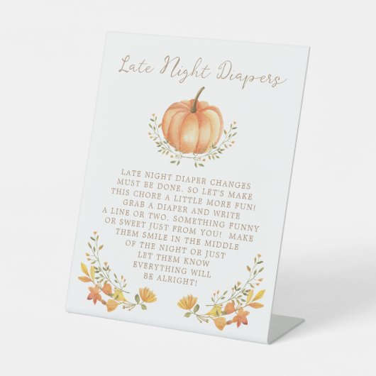 ボホカンプキン秋の葉の深夜おむつ 台座サイン (正面)