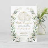 ボホカンプキン秋緑の金ゴールドリースベビーシャワー 招待状 (スタンド正面)