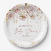 ボホガーデンエレガントフローラベビーシャワー ペーパープレート (正面)
