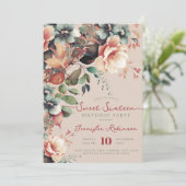 ボホガーデンフローラスウィート16誕生日シャンパン 招待状 (スタンド正面)