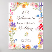 ボホガーデン夏フローライニシャル結婚の歓迎 ポスター (正面)