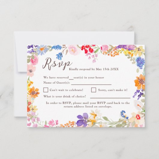 ボホガーデン夏フローラ結婚野花 出欠カード (正面)