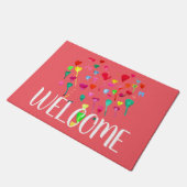 ボホガーリーカラフル水彩ハートウェルカムマット ドアマット (アングル)