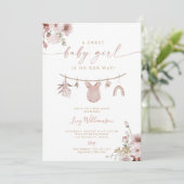 ボホガールクローセラインベビーシャワー招待状スウィート 招待状 (スタンド正面)