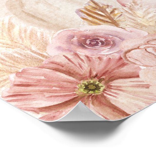 ボホガールズパンパスグラスパンプキンウェルカムサイン ポスター (角)