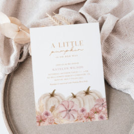 ボホガールズパンパスグラスパンプキンベビーシャワー 招待状