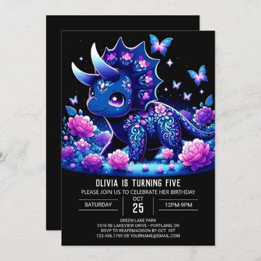 ボホガールディオンドラデジタル誕生日 招待状 (正面/裏面)