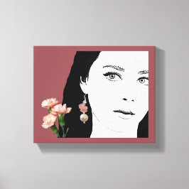 ボホガールピンクの花ファッションイラストレーショントレンディー キャンバスプリント