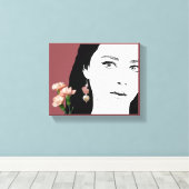 ボホガールピンクの花ファッションイラストレーショントレンディー キャンバスプリント (インサイチュ (ウッドフロア))