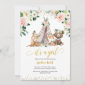 ボホガールフローラウッドランドベビーシャワー招待状 招待状 (正面)