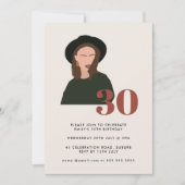 ボホガールモダンミニマリストTerracotta 30th誕生日 招待状 (正面)