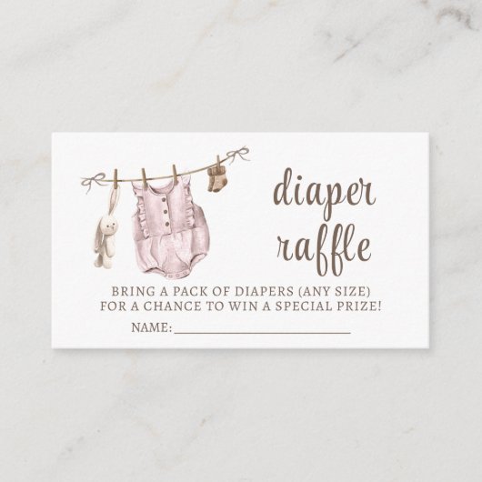 ボホガール服おむつラッフルベビーシャワーカード エンクロージャーカード (正面)