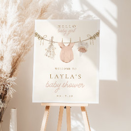 ボホガール物干しベビーシャワーウェルカムサイン ポスター