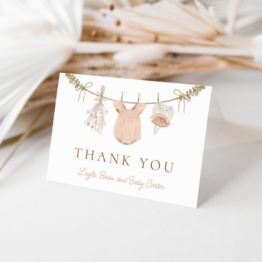 ボホガール物干しベビーシャワーサンキューカード サンキューカード