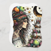 ボホガール誕生日カード | グリーティングカード (正面/裏面)