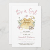 ボホガール赤ちゃんシャワーおもちゃ招待状カード 招待状 (正面/裏面)