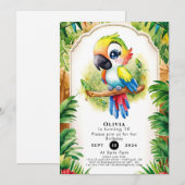 ボホキッズオウム誕生日 招待状 (正面/裏面)