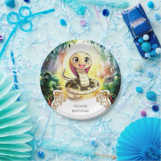 ボホキッズスネーク誕生日 ペーパープレート (パーティー)