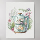 ボホキッチンコテージコアウォーターカラーコーヒー ポスター (正面)