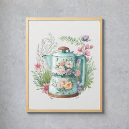 ボホキッチンコテージコアウォーターカラーコーヒー ポスター