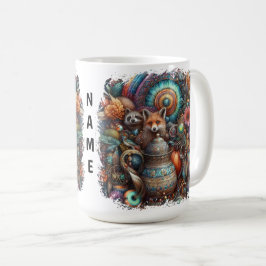 ボホキツネラクーンフローラデザイン コーヒーマグカップ