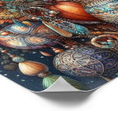 ボホキツネラクーンフローラデザイン ポスター (角)