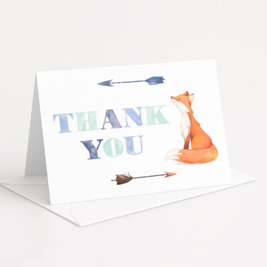 ボホキツネ誕生日オレンジアンドブルー サンキューカード