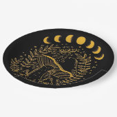 ボホキノコ、ヒッピー茸、神秘的な月 ペーパープレート (アングル)