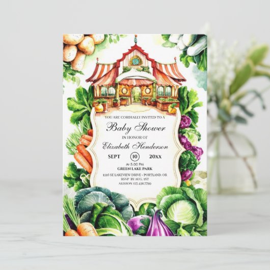 ボホキャベツファーマーズマーケットベビーシャワー 招待状 (スタンド正面)