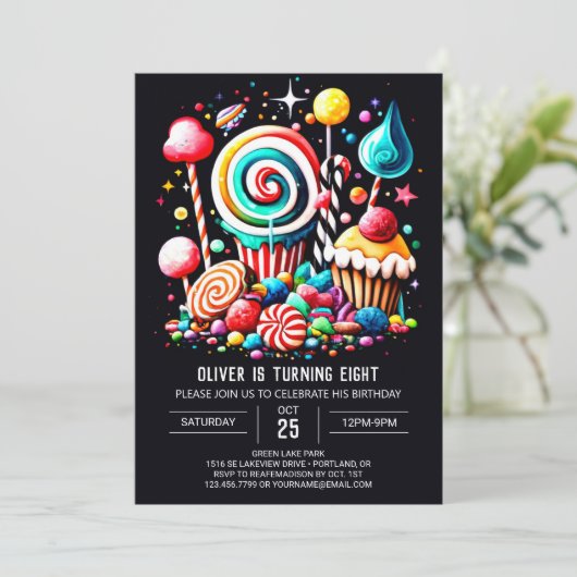 ボホキャンディドリームズ編集可能誕生日 招待状 (スタンド正面)