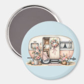 ボホキャンパーとフローラリース&パステルズピンク マグネット (正面/裏面)