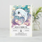 ボホキュートキッズドルフィン誕生日 招待状 (スタンド正面)