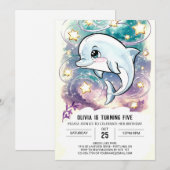 ボホキュートキッズドルフィン誕生日 招待状 (正面/裏面)