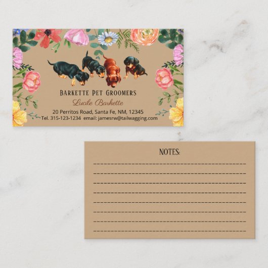 ボホキュートダッチシュンドペットグルーミングワイルドフラワークラフト 名刺 (正面/裏面)