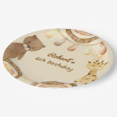 ボホキュートベアー&キリン子供の誕生日 ペーパープレート (アングル)