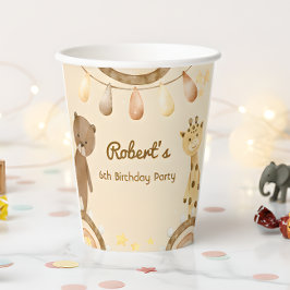 ボホキュートベアー&キリン子供の誕生日 紙コップ