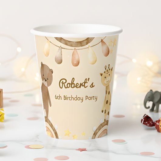 ボホキュートベアー&キリン子供の誕生日 紙コップ