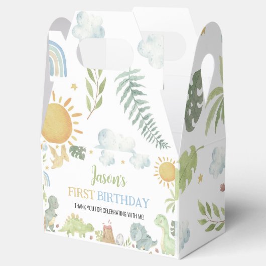 ボホキュート恐竜の最初の誕生日の好意ボックス フェイバーボックス (オープン)