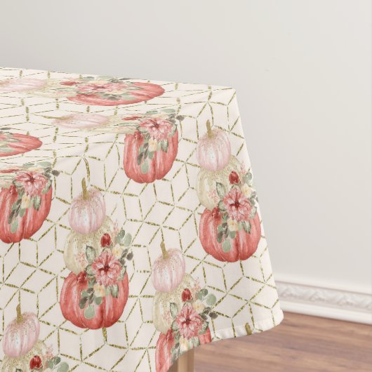 ボホキュート水彩赤面ピンククリームカボチャ テーブルクロス (インサイチュ)