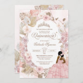 ボホキンセアニェラピンクローズドライドフローラ蘭  招待状 (正面/裏面)