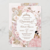 ボホキンセアニェラ赤面ピンク乾燥フローラ 招待状 (正面/裏面)